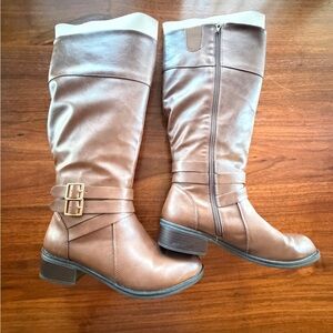 Stylish Brown Knee-High Boots - wide calf